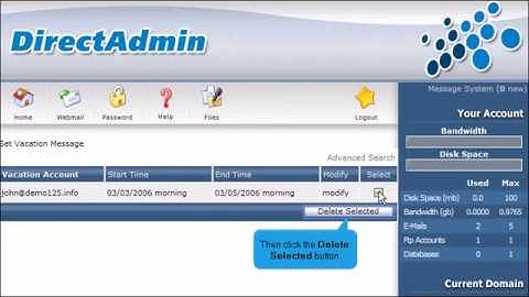 How to create Vacation Messages in DirectAdmin