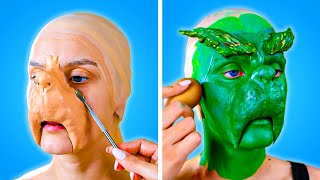 Grinch VS Santa. New Year Makeup Transformations, Cosplay ideas