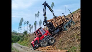 🌲4K|*Steep WinchWork* • Komatsu 855 & Ritter Winch • Forwarder in Slope • LoggingAction • Drone •#1🌲