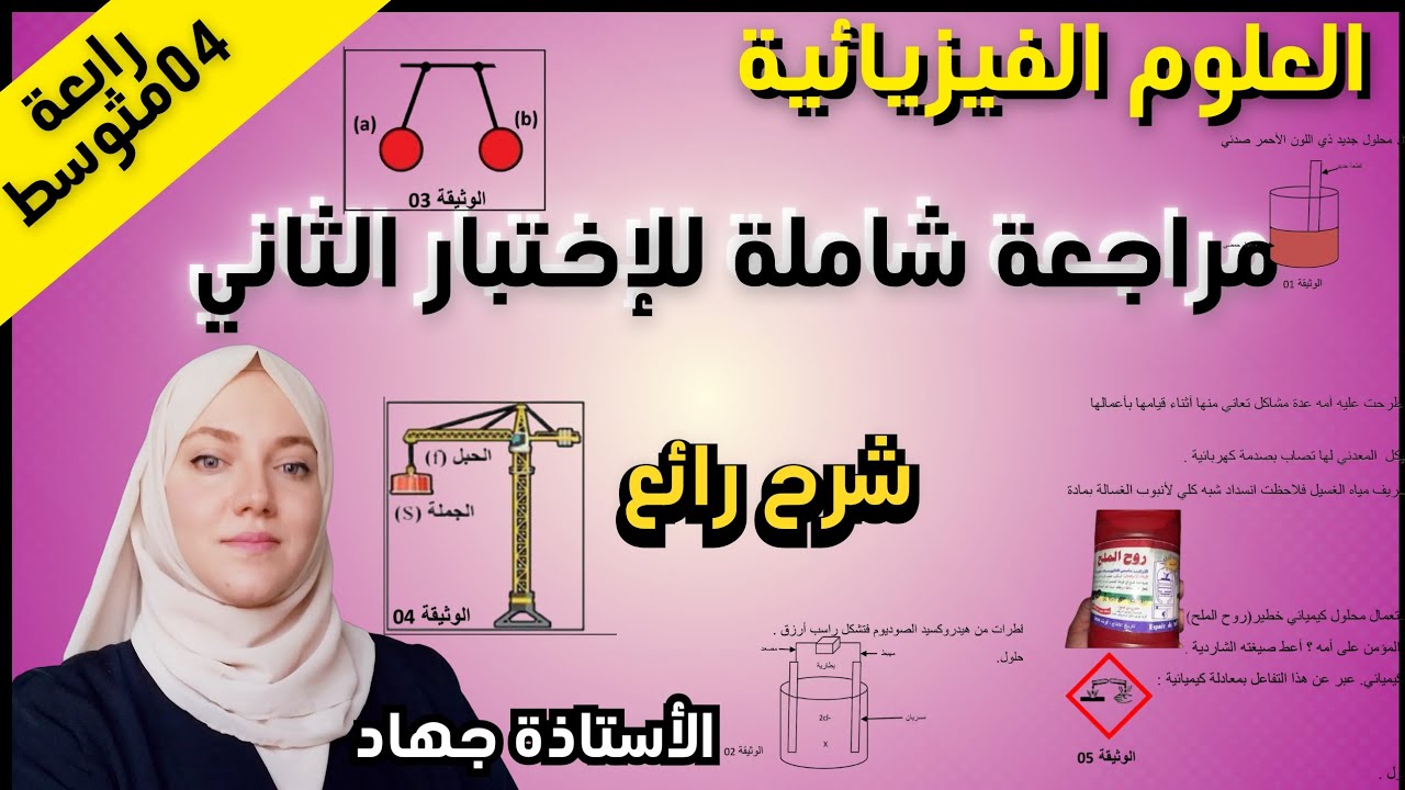 مراجعة شاملة للاختبار الثاني فيزياء رابعة متوسط 