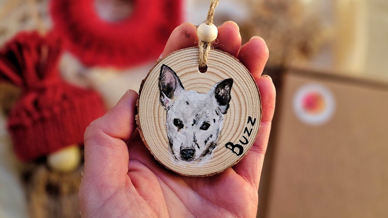 How to Paint Buzz the Dog on a Wood Slice | Acrylic Painting Step-by-Step Tutorial
