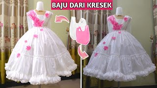 CARA MEMBUAT BAJU DARI KRESEK || GAUN TUTU PANJANG DARI PLASTIK KRESEK