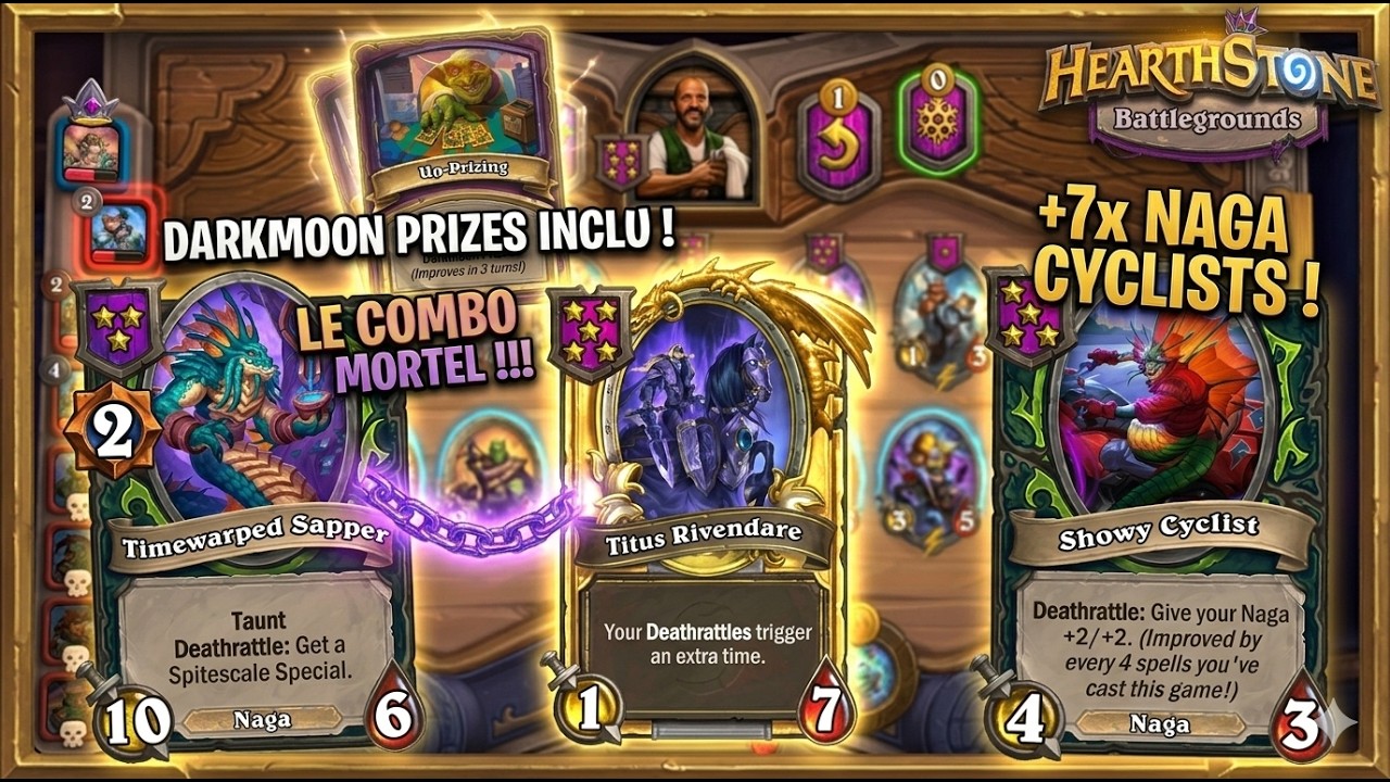 I BROKE THE GAME WITH 7 GOLDEN NAGA CYCLISTS?! 😱 (Hearthstone Battlegrounds)