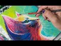 The Colorful Sweet Cat - Acrylic painting / Homemade Illustration (4k)