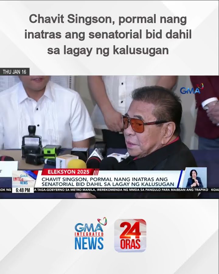 Chavit Singson, pormal nang inatras ang senatorial bid dahil sa lagay ng kalusugan | 24 Oras