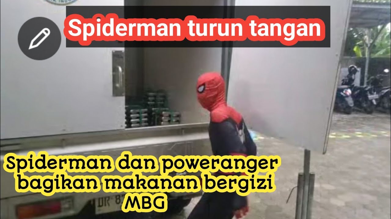 Spiderman dan poweranger bagikan makanan geratis MBG 