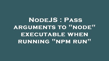 NodeJS : Pass arguments to "node" executable when running "npm run"