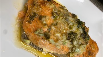 Baked Salmon in a lemon, garlic & capers butter sauce
