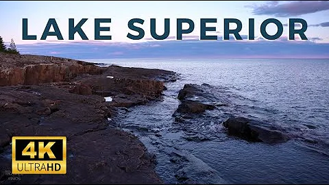 LAKE SUPERIOR WAVES 4K | 1 HOUR of Relaxing Lakeshore Waves Ambience | Ocean Sounds | Minnesota