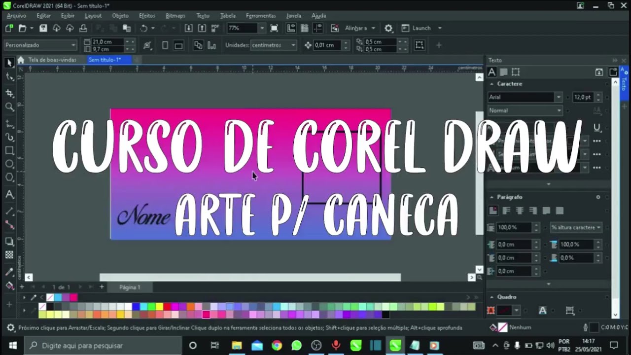 Curso de Corel Draw 2021 -  Como FAZER ARTE PARA CANECA - Tutorial