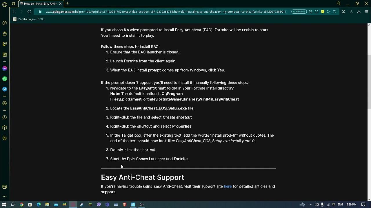How to fix fortnite easy anti cheat not installed youtube