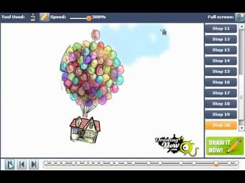 How To Draw The House With Balloons From Up Youtube