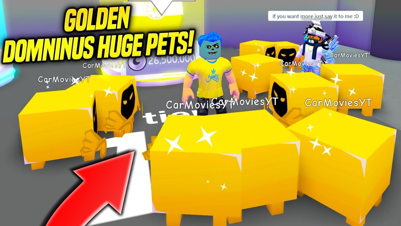 Using Tons Of Golden Dominus Huge Pets In Pet Simulator Rarest - how to get dominus huge without spending robux roblox dungeon