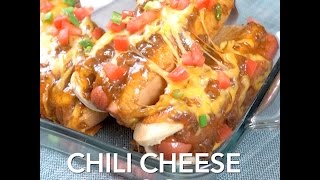 Baked Chili Cheese Hot Dogs- Chili Cheese Dogs for the Masses!!