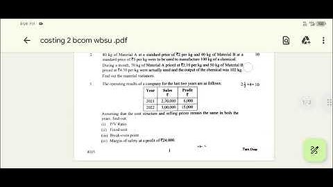 WBSU SEM 4 Cost And Management accounting 2 Question paper 2023. WBSU exam question BCom.