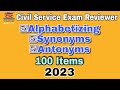 Civil service exam reviewer  alphabetizing synonyms  antonyms  2023  abrinica calzado tv