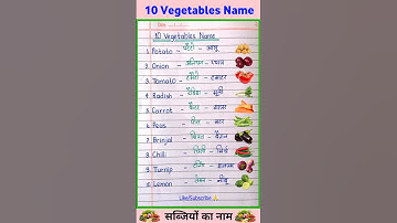 10 सब्जियों का नाम | 10 Vegetables Name in English and Hindi | sabjiyon ka naam #shorts #vegetables