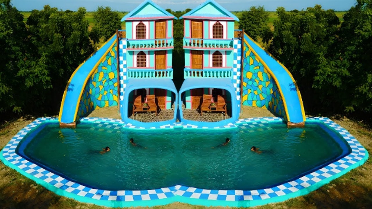 100 Days of Building a Mud Villa & Natural Materials Underground Swimming Pool Build Complete