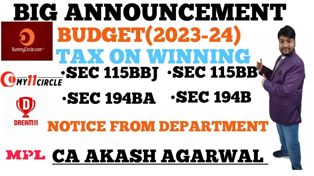 Breaking News | Budget 2023 | Tax on Fantasy Winning New Rules | 