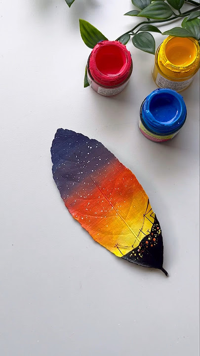Leaf painting idea using acrylic paints #leafpainting #acrylicpaint #shortsviral #artshorts #diy