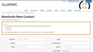 How to nominate a new Corporate Contact
