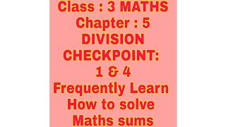 NCERT CBSE board Class 3 | Chapter 5 |  Division | Checkpoint 1 & 4