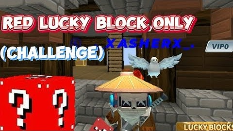 Using Only Red lucky block in Lucky block skywars (Challenge) [Blockman go]