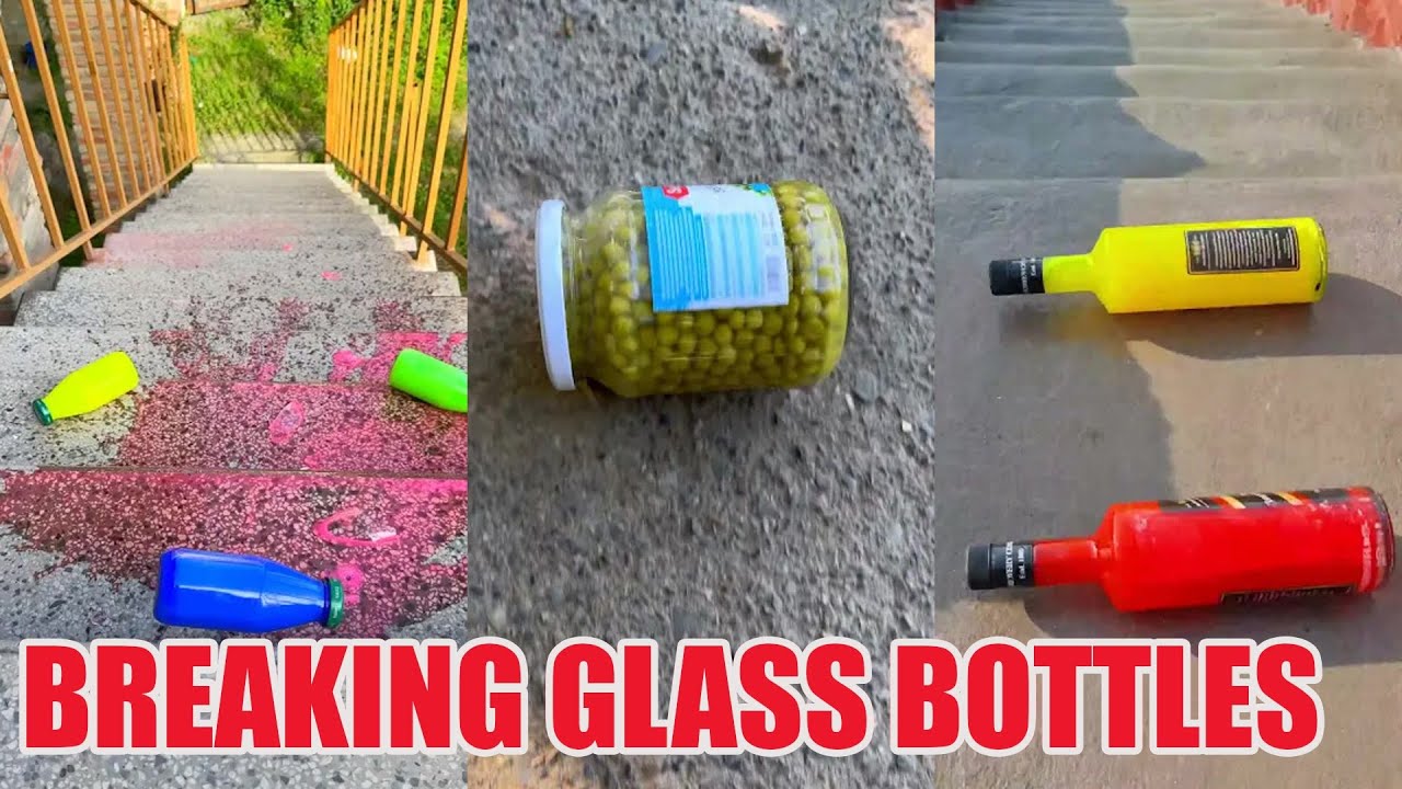 Breaking Glass Bottles and Balloon Drops 🔥 Crushing Crunchy & Soft Things #asmr #satisfying