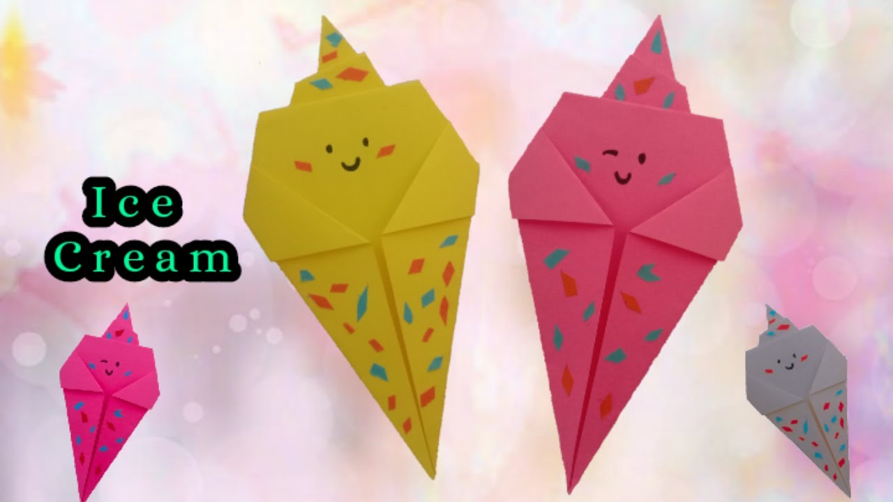 Cara membuat origami es krim mudah Origami Ice Cream YouTube