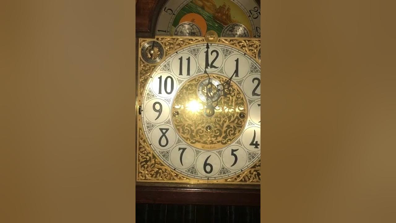 Two Herschede grandfather clocks chime and strike 1 am YouTube
