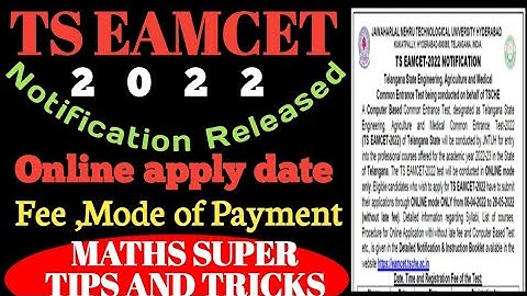TS EAMCET-2022 PAPER NOTIFICATION, Exam Date, fee details, Last Date for Online Submission etc.