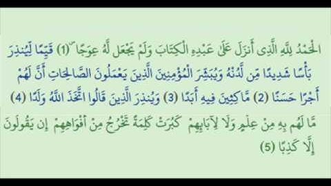 تكرار سورة الكهف من ١ الي ٥ لمدة ساعه