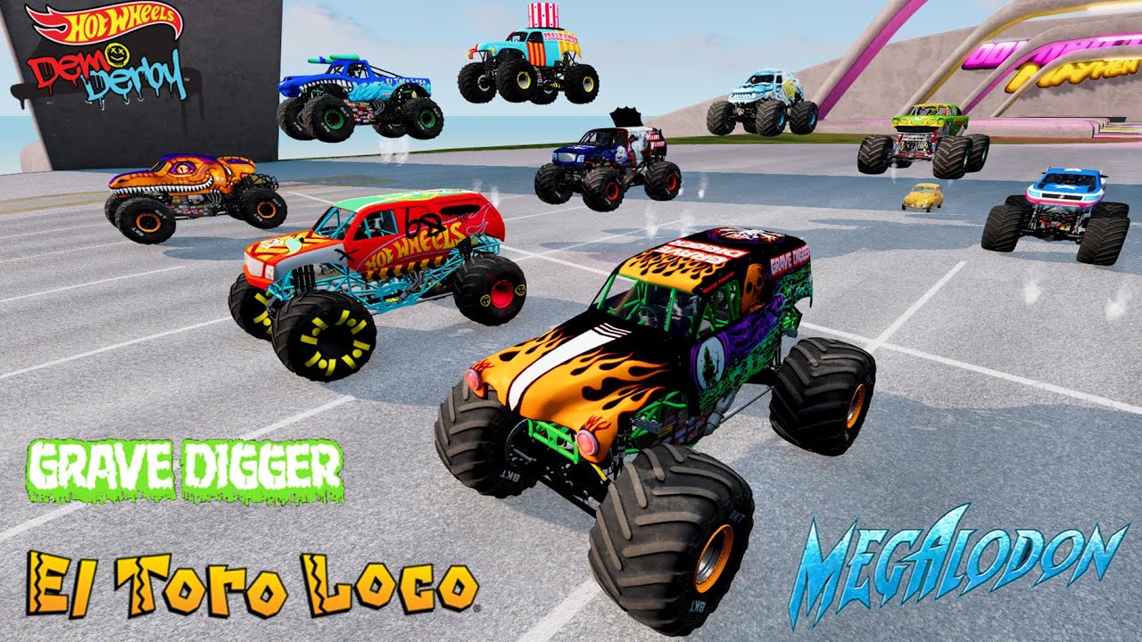 Monster Jam Mud Battle Insane Racing and Crashes BeamNG High Speed Jumps