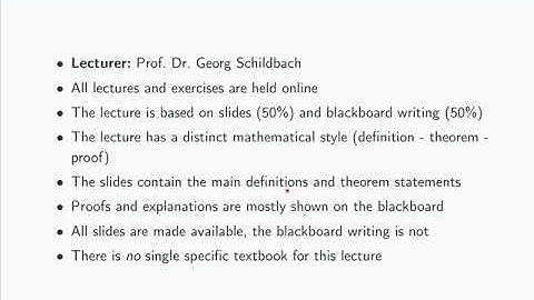 Linear System Theory - 00 Organization