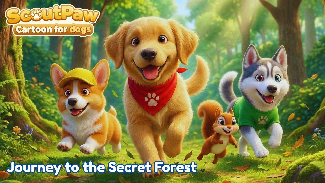 ScoutPaw Journey to the Secret Forest with Squirrel 🌳 Cartoon for Dogs Alone Home 📺 Music for Dog