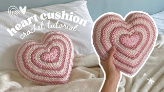 how to crochet a heart-shaped cushion/pillow | cute crochet room decor tutorial screenshot 5