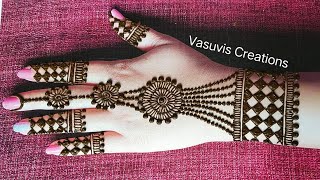 Gorgeous Chain Jewellery Mehandi Design|| Semi Bridal Mehndi For Back Hand| @vasuviscreations8484