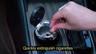 Car Ashtray with Lid, Detachable Stainless Smokeless Auto Ashtray, Portable Mini Vehicle Trash Can