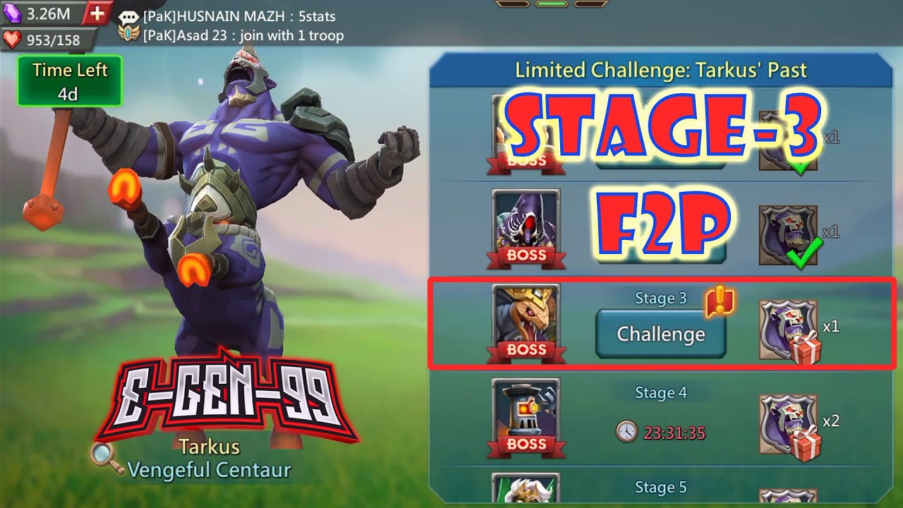 lords mobile limited challenge tarkus past  stage 3 tarkus stage 3 vengeful centaur stage 3