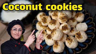 persian coconut cookies recipe(Shirini Nargili) | coconut cookies |persian sweets|شیرینی نارگیلی