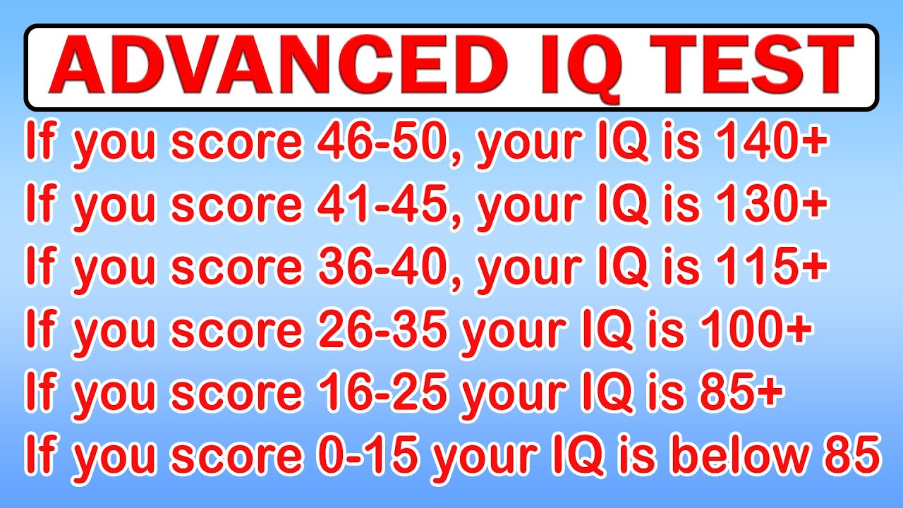 Advanced IQ Test | How Smart are You? Find out by Answering these ...