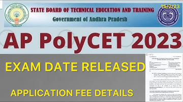 AP POLYCET 2023 EXAM DATES RELEASED |  APPLICATION FEE DETAILS ANNOUNCED