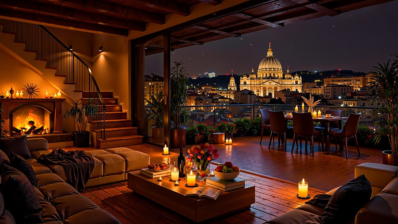 Peaceful Night in Rome 🌃 Cozy Apartment with Tender Jazz Saxophone ...