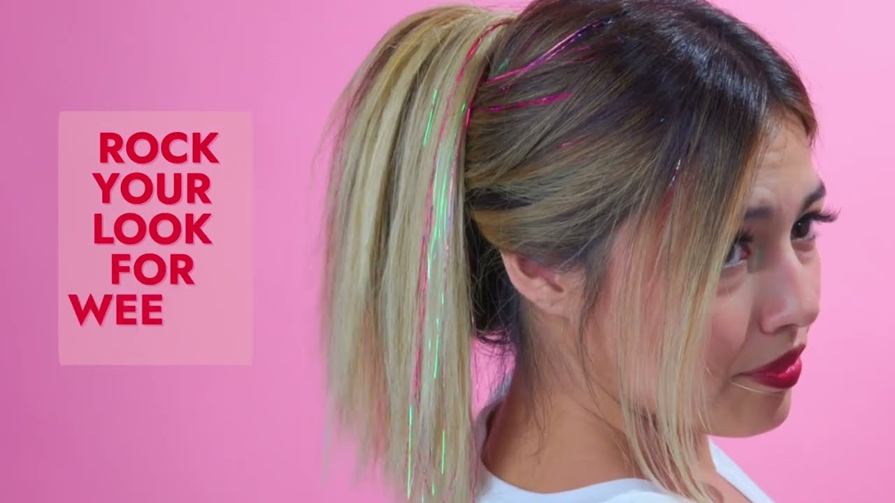 How to put in hair tinsel extensions with a bead🧚‍♀️ #hairtinsel  #hairextensions 