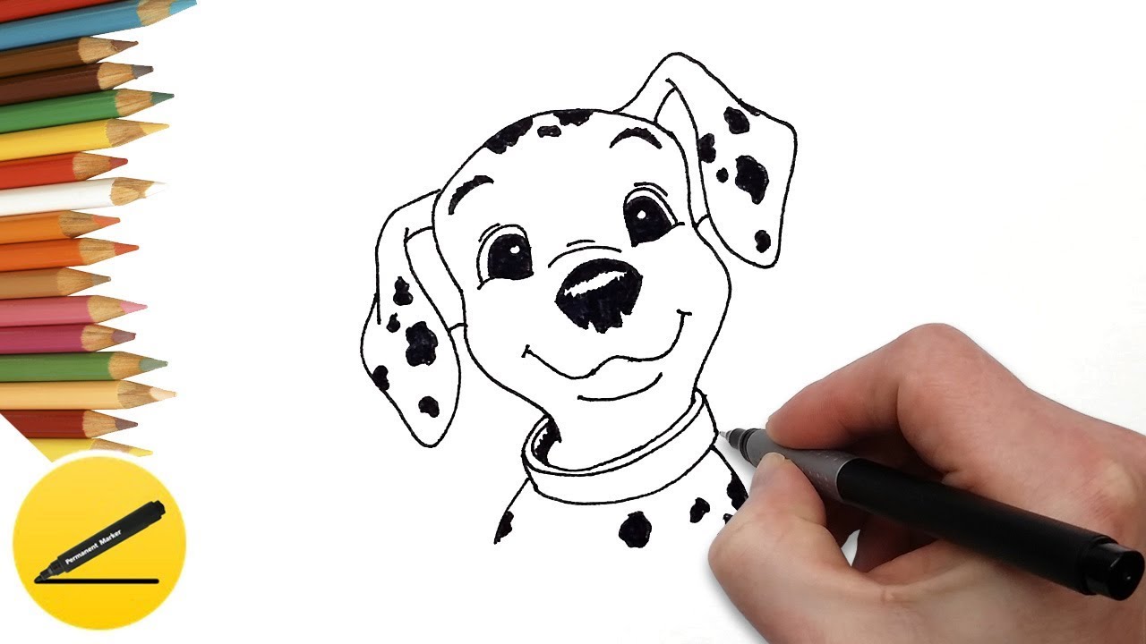 How to Draw a Puppy from 101 Dalmatians Step by Step - Drawing for Kids