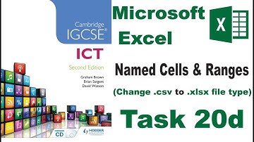 Task 20d IGCSE ICT Hodder Education | Microsoft Excel |  Named Cells and Ranges