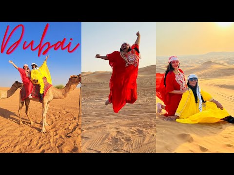 Dubai Vlog – Desert Safari, Dune Bashing, Camel Rides, Sand Boarding, BBQ Dinner, and a Show