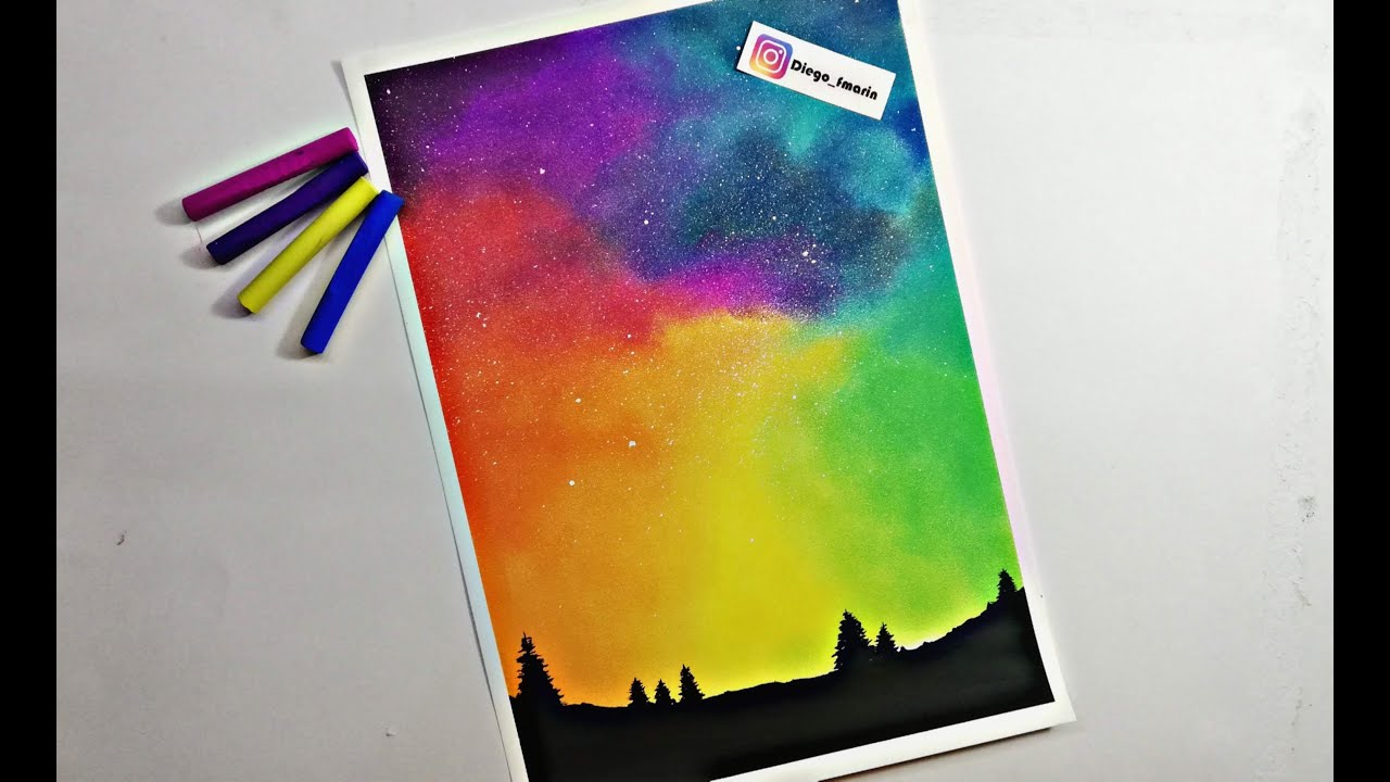 Como pintar una galaxia arcoíris🌈✨