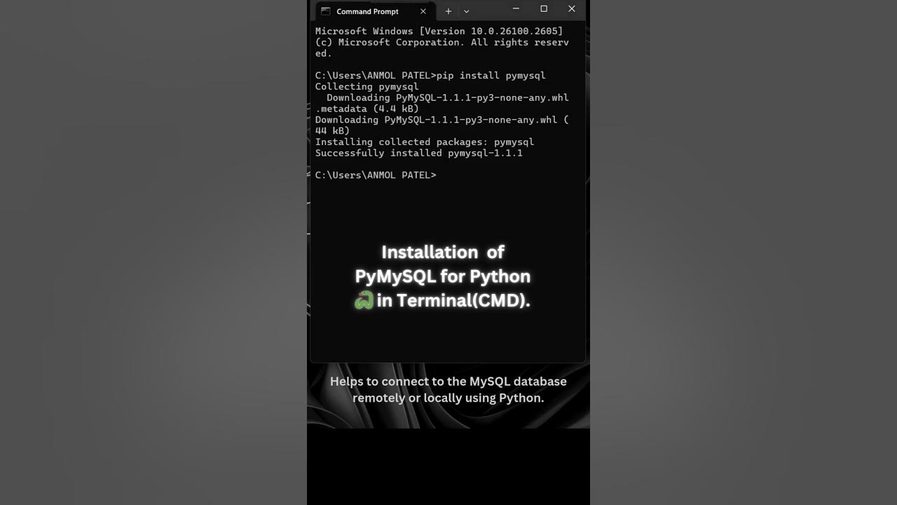 How to install PyMySQL module for python🐍 in Terminal (CMD). #python # ...