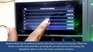Shortcut Key mappings option in UFace602 device
